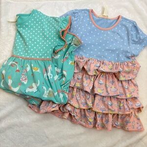 Matilda Jane Girls Animal Print and Polka Dot Cake Ruffle Dress Lot Size 8